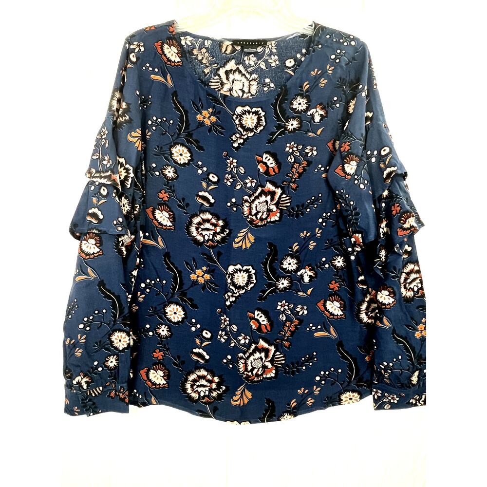 Sanctuary Women's Blue Life Harvest Moon Floral Print Tilly shirt, size L